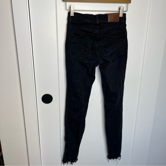 Madewell 9” High Rise Exposed Button Fly Skinny Black Raw Hem Jeans Size 24 - Picture 7 of 10
